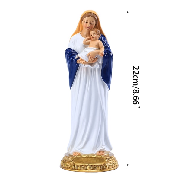 Religiös kådastaty Jungfru Maria håller baby stående statyett för kreativ prydnad för katolska kyrkan Religion Dekoration Festivalpresent
