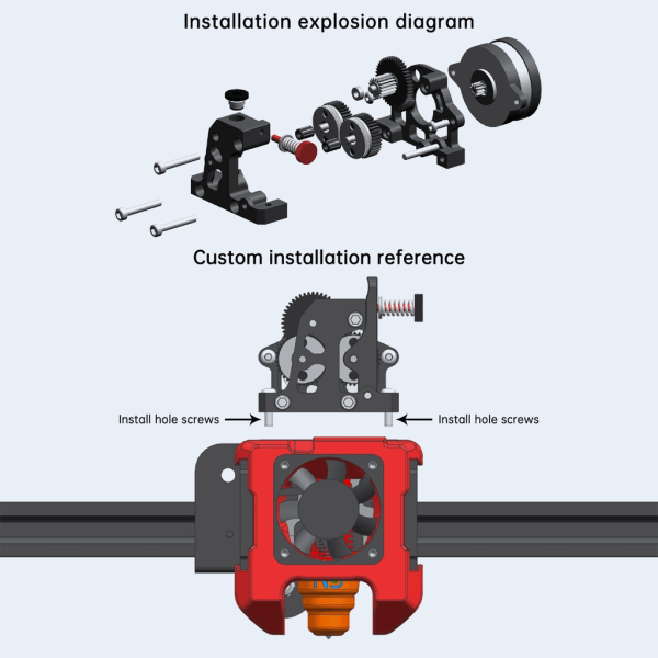 3D-skrivare tillbehör HGX-LITE-Extruder Reduction Gear Extruder Alla metall Aluminiumdelar Extrudermotor av härdat stål Silver