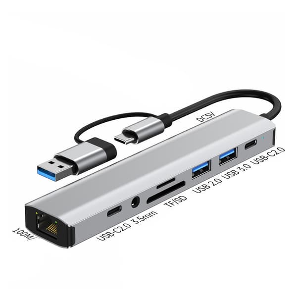 Hurtig 5 Gbps USB C-dockingstation med Ethernet-port og strømforsyning