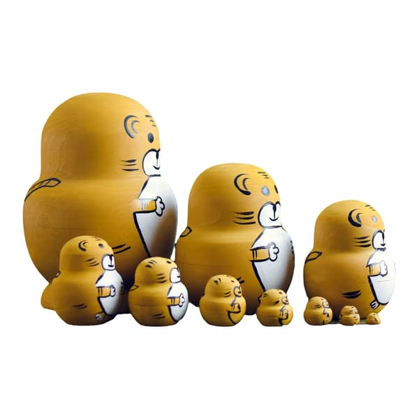 Handgjorda samlarobjekt ryska \"Nesting Dolls\" 10-lagers trä Matryoshka-set leksak