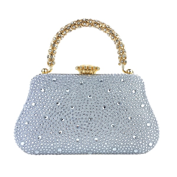 Rhinestone Bag Elegant Banketter Bryllup Clutch Lady Pung Håndtaske Silver