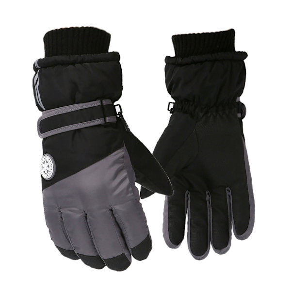 Vedenpitävät talvihanskat, lämpimät, tuulenpitävät lumilautailuhanskat miehille ja naisille Black gray for men