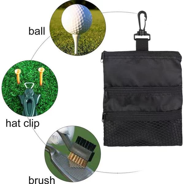 Trelags golfboldorganizer, pakke med 3, i kvalitetsnylon