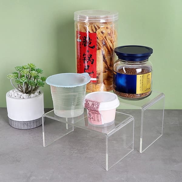 Akryl Display Risers Klart Display Stativ sæt til Figurer Desserter Parfumer