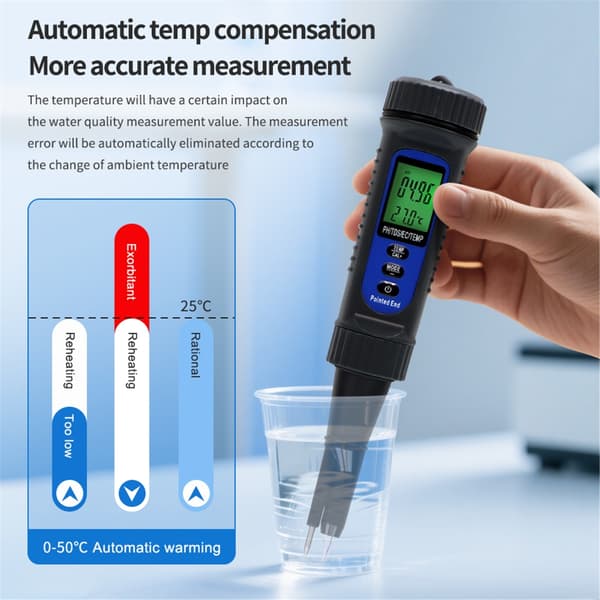 4 i 1 TDS Temp Tester ABS Vandkvalitetsanalysatorer Velegnet til laboratoriebrug
