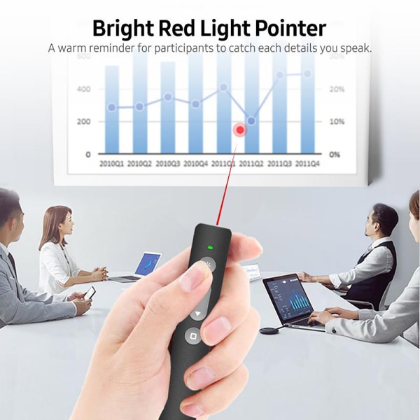 Clicker med röd pekare för presentation, USB uppladdningsbar presentationsklicker, 2,4ghz, trådlös fjärrkontroll White
