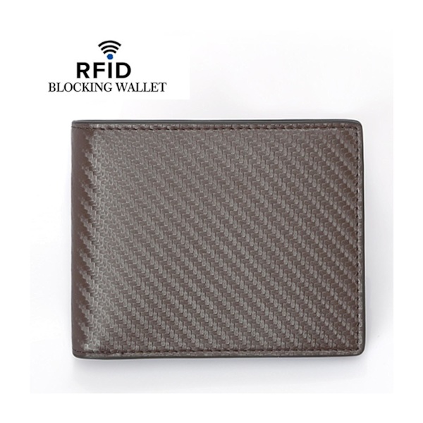 Mode Män Mini Business Blockering Plånbok Man Carbon Fiber Card Mynthållare Bifold Portemonnaie Coffee