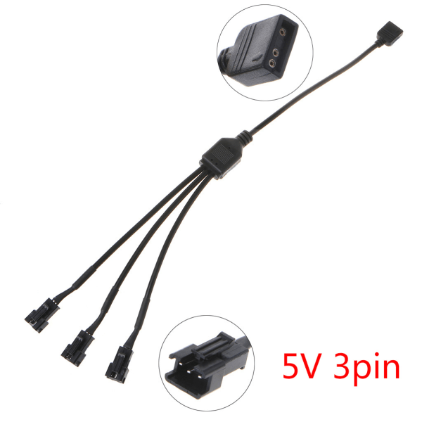 5V RGB-kontakt 3-pin Fläktgränssnitt Wire Splitter Förlängningskabel för datorfläkt Moderkort AURA RGB LED-bandljus B 3