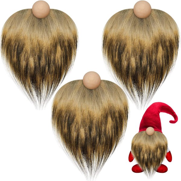 Gnome Beads and Fake Beards 6st/ set Fuskpäls dvärgskägg Träpärla till jul Plysch Gnome för docka Handgjorda DIY White