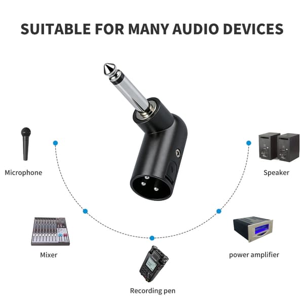 Kraftig metal 1/4 tomme til XLR han-adaptere designet til livestreaming