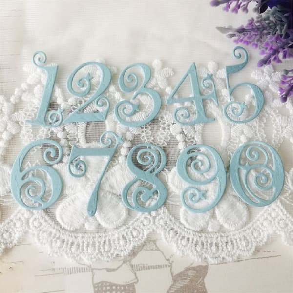 Stansmallar i kolstål med nummer för scrapbooking