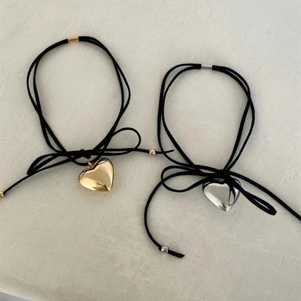 Kärlek hjärta hänge halsband nyckelben kedja Choker halsband uttalande smycken Gold-color