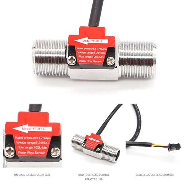 Fluidmeter Tæller Flowmåler 1-25L/min Flowsensor DN15 Væskeflowmåler