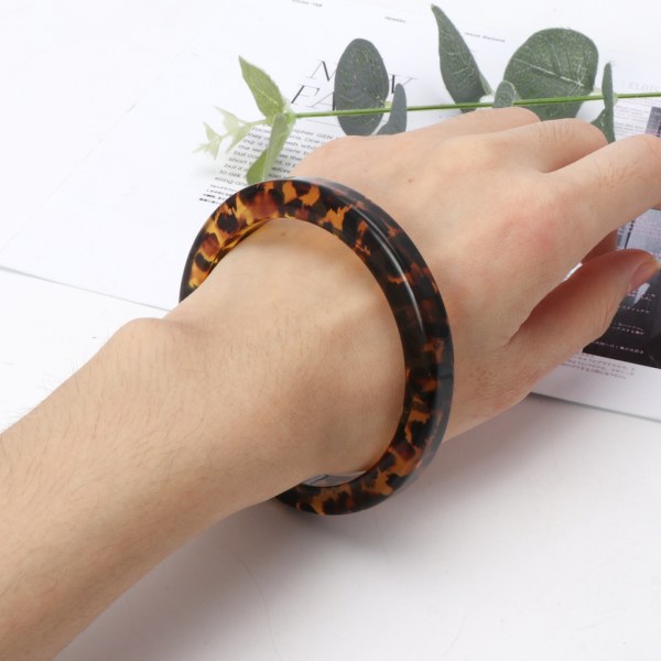 Nisch sköldpaddsskal akryl armband harts leopard fläckig armring present till fru null - 5
