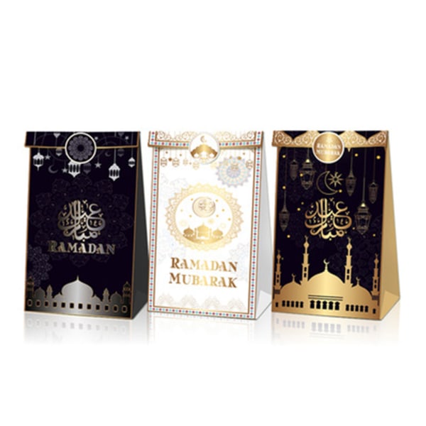 12 stk Eid Mubarak Papir Gavepose Muslim Party Goodie Candy Treat Packing Pouch