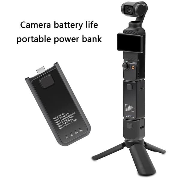 Bärbart laddningsgrepp för Pocket 3-kameror Batteristöd Säkerhetsskydd