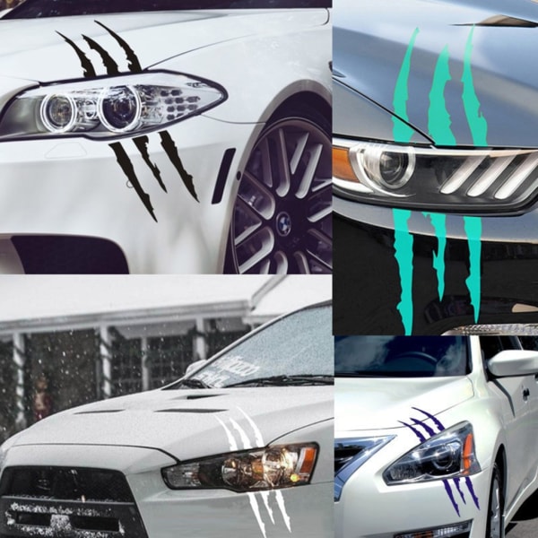 Monster Claw Scratch Marks Auto Strålkastare Dekal Bil-Styling Auto Stickers Decor Gradient