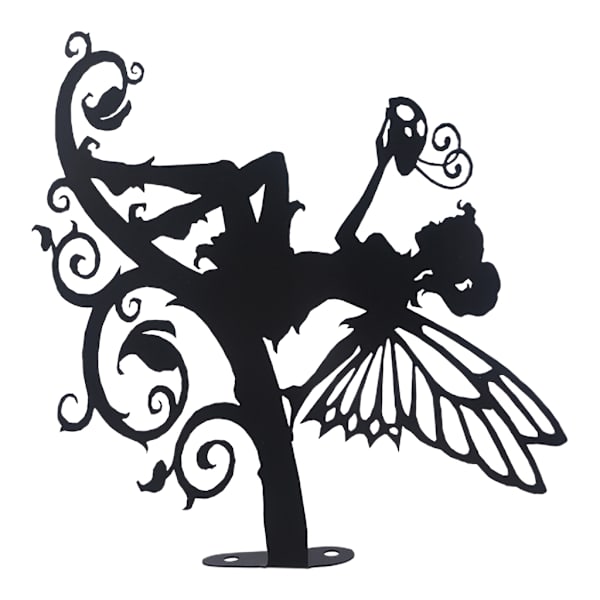 Metal Fairy Silhouette Art Fairy Garden Yard Home Decoration Udendørs græsplæne baggård træ ornamenter