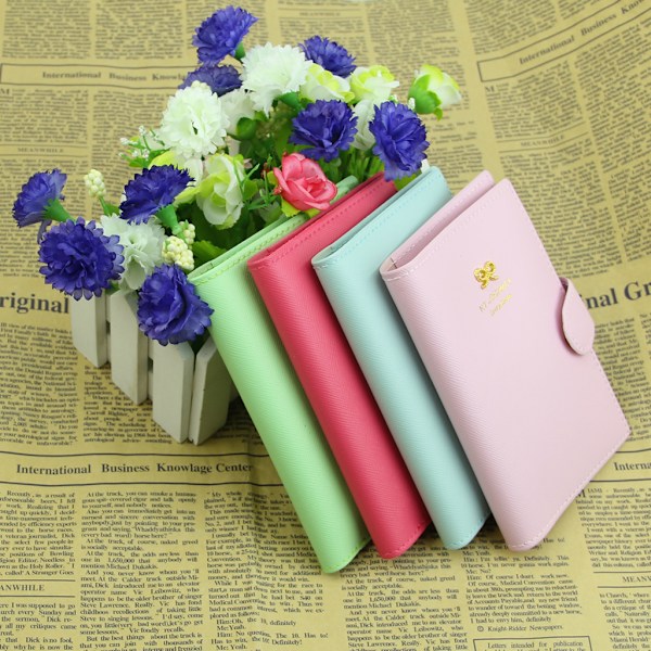 Travel Bowknot Passport Card Protector Cover PU Lær Holder Lommebok Ny Blue