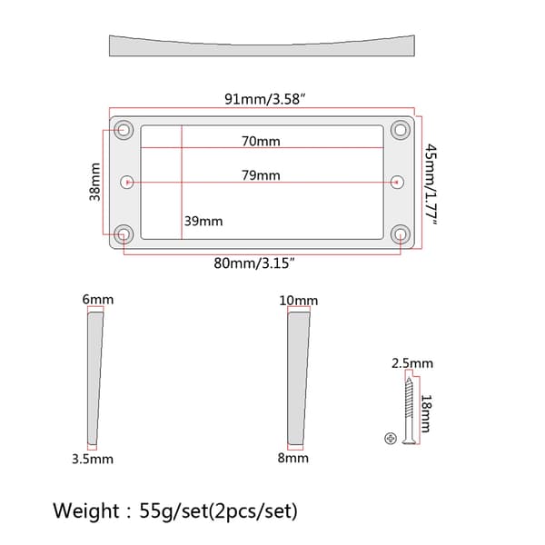 2 st Platt Humbucker Elgitarr Pickup Ram Monteringsringar & Skruvsatser
