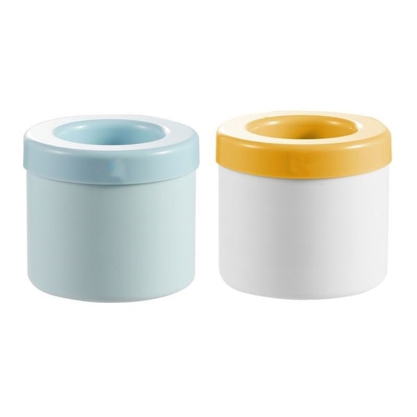 Silikon form med lock Inget spill 60 iskub BPA-fri för frys Stapelbara isbrickor Rund hinkdesign Yellow