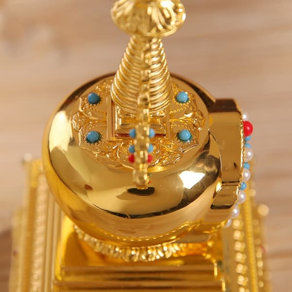 Pärlor Stupa Tibetansk Buddhistisk Metall Pagod Staty för Samling Heminredning