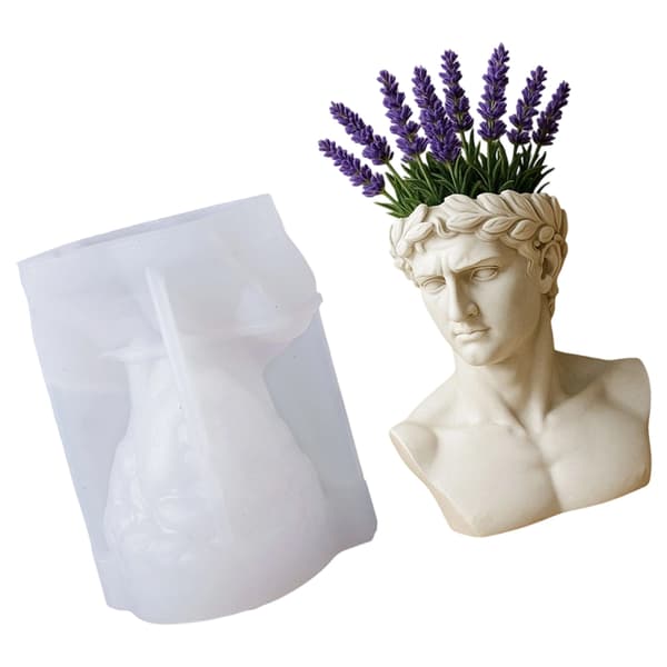 Silikonform for antikk gresk hodeformet plantepotte og dekorativ beholder