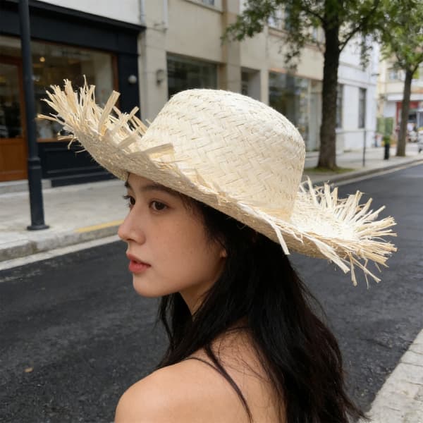 Ferie stråhat Western håndvævet solhat Elegant Panama hat til kvinder