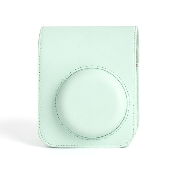 För Instax Mini 12 case Resväska PU-läder Mjuk axelväska för Fujifilm Film Camera Bag + Axelrem Mint Green