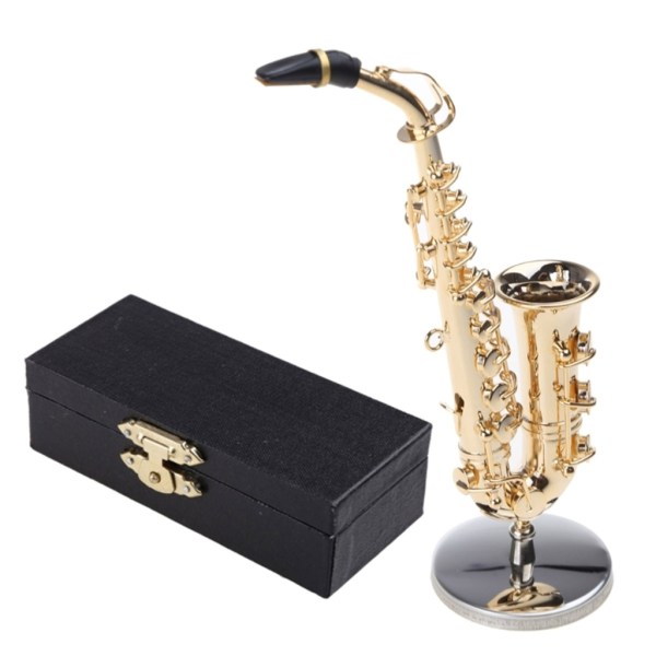 Mini Saxofon Model Miniatur Sax Model Musikalske Dekorative Ornamenter 12cm