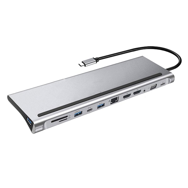 Type-C Hub Dockningsstation Dual för HDMI RJ45 Gigabit Lan PD Dockningsstat för bärbar dator