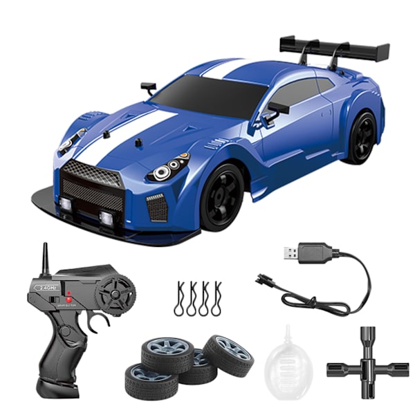 1/16 Fjärrkontroll Drift Car Hobby RC Toy 4X4 modell racingbil med LED-ljus Höggreppsdäck Barn Elektronisk present
