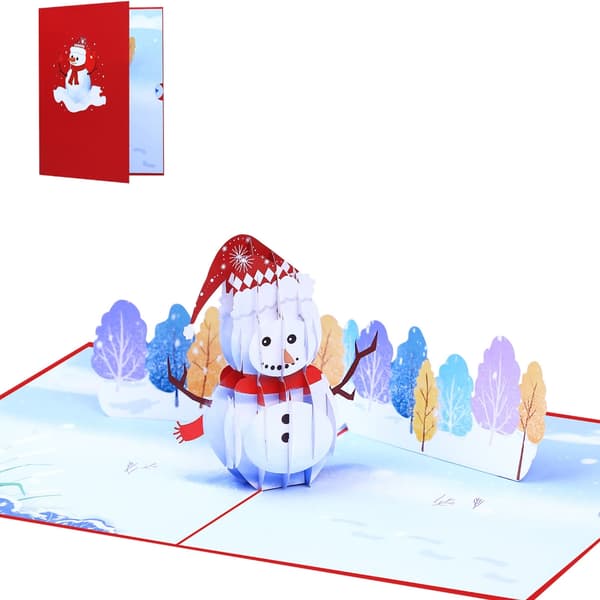 3D Burst Up Snöfigur Julkort Handgjort Hållbart Festlig Gåva