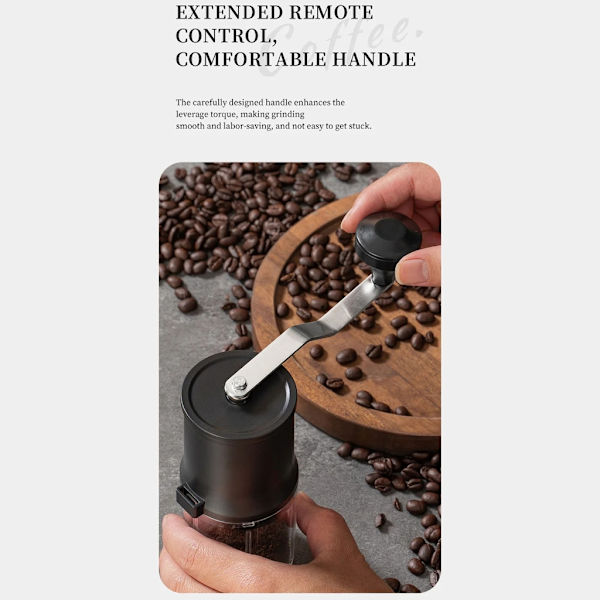 Bærbar manuel kaffekværn til stempelkande