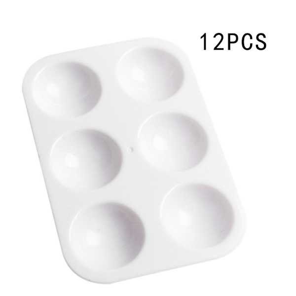 12 Stk Maling Paletter Hvid 6 Well Rektangulær Akvarel Palette Malebakke