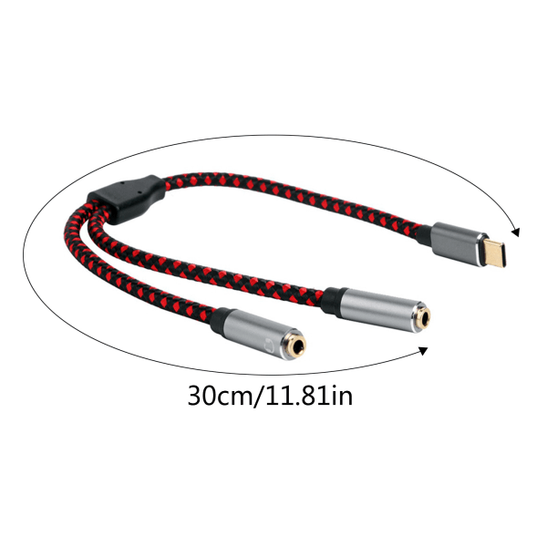 30 cm USB Typ C till 3,5 mm Audio Adapter Kabel USB C till Aux Audio Kabel trådlinje