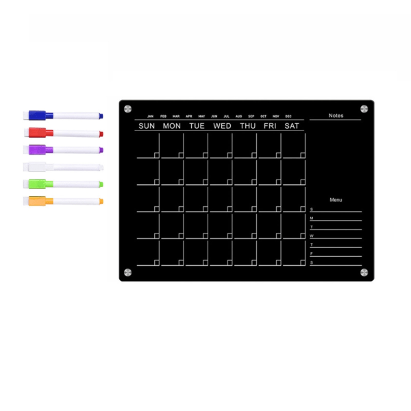 Magnetisk kalender Svarta tavla Kylskåp Veckoplaneringskalender för kök Inköpslista för matvaror Magnetisk att-göra-lista
