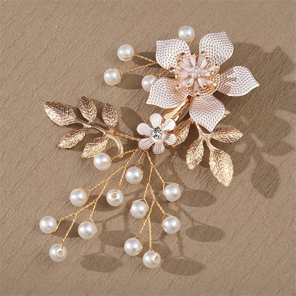 Glitrende Blomst Hårnål Elegant Hårklemme Bryllupsdag Hårtilbehør