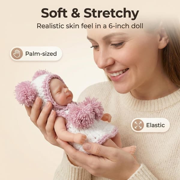 Mjuk docka silikon 6 tum nyfödd babyflicka docka hatt tröja samlarobjekt
