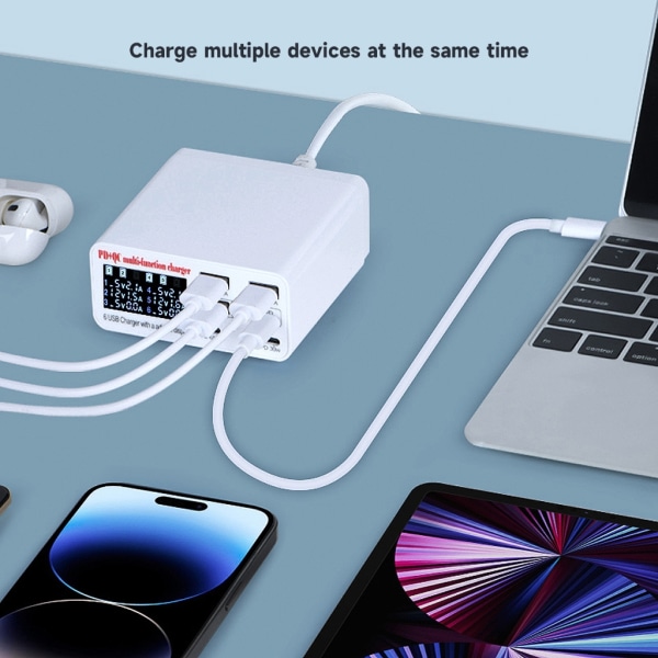 87W Quick Charge QC3.0 USB Laddningsstationer LCD Display USB Laddare Telefon Tablet PD Snabbladdare För mobiltelefoner null - AU