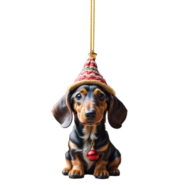 Ny jul 2D Rolig Tax Hundhänge Bil Backspegelhäng Bilinteriörtillbehör Julgransdekor för null - 2
