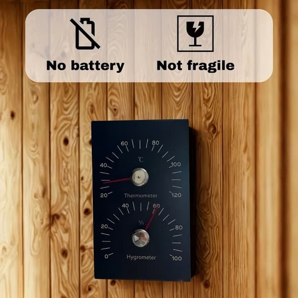 Ingen strøm nødvendig Bimetalltermometer Hygrometer Ideell for mobil badstue