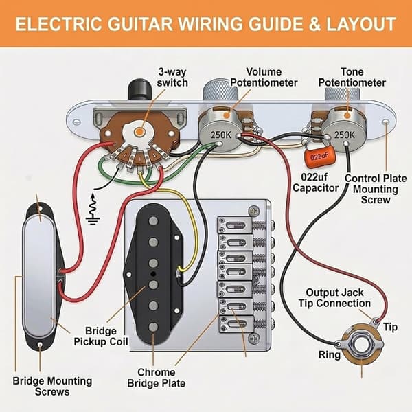 Aluminium Guitar Pickup Vælgerpanel Klar Til Nem Installation