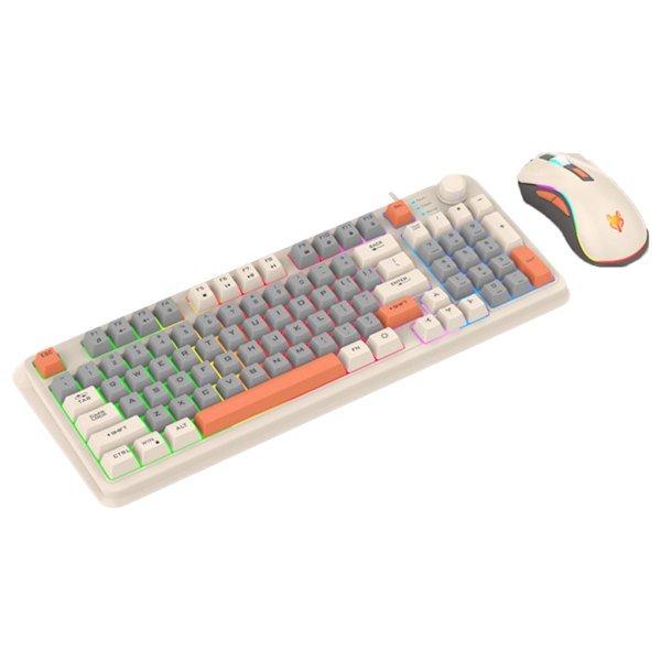 94Keys K820 Gaming Tangentbord och Mus Set 3 Färgmatchande Mixed LED Light 19 Keys No Conflict RGB Bakgrundsbelysta tangentbord