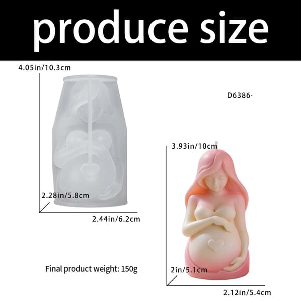 Silikonlysform i gravid dameform, ideell for DIY-prosjekter