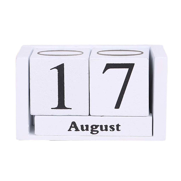 Vintage trä evighetskalender Eternal Blocks Månad Datum Visa Desktop Acce