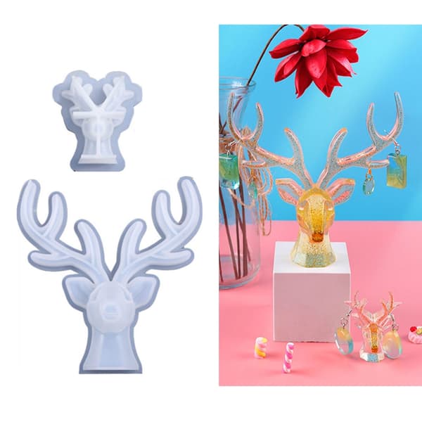 2x Hjorte Resin Forme Jule Elg Silikoneform Lysforme Gipsforme