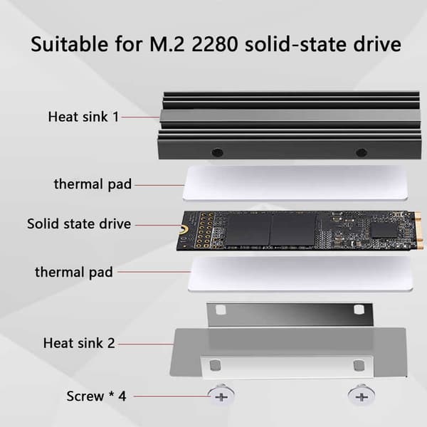M.2 2280 Solid Harddisk Aluminium Køleplade M.2 SSD NVMe Køleplade