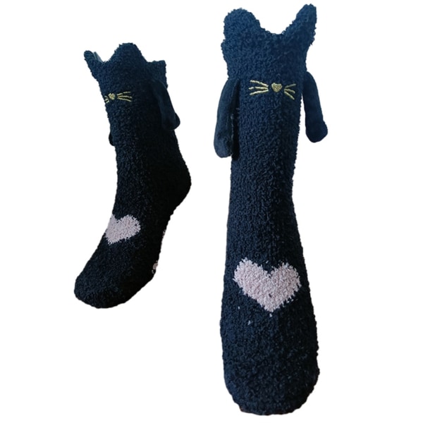 Magnetiska parstrumpor Nyhet Rolig Hand in Hands-strumpor Jul Fuzzy Socks 11