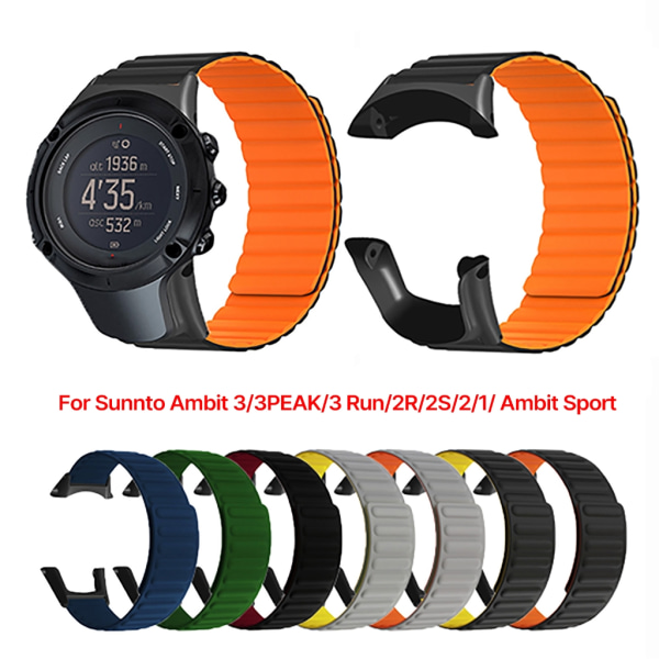 Magnetisk rem för Sunnto 3/3 Run/2S/2/1 Loop Armband Klockarmband Quick Release Black orange